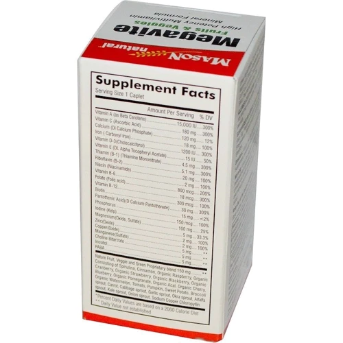Mason Natural Megavite multivitamin & minerals Мультивітаміни та мінерали 60 каплет: Тип мультивітаміни
