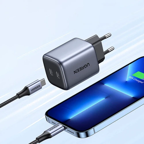 Зарядний пристрій Ugreen Wall Charger 2хUSB-C 25W+20W PD CD294 GaN 45W Gray (90573): Кабель в комплекті Відсутнє