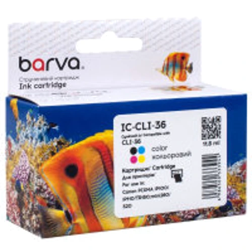Картридж Barva Canon CLI-36 Color (1511B001) 250ст Color (IC-CLI-36): Производитель Barva