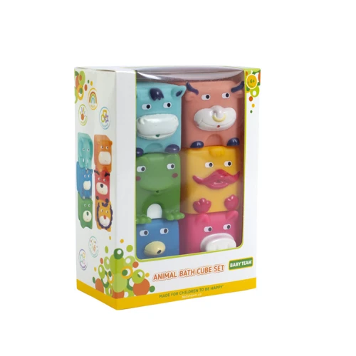 Набір іграшок для ванни Baby Team Кубики-звірятка 6 шт (набір з каченям) (9050)
