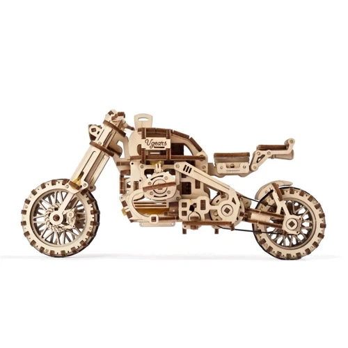 Механічний 3D пазл Ugears Мотоцикл Scramber з коляскою (6336921) фото 4