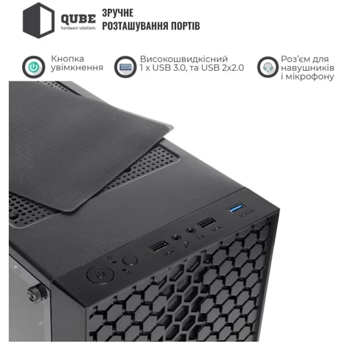 Корпус QUBE CARNIVAL RGB Black (CARNIVAL_FCNU3): Материал передней панели закаленное стекло, сталь