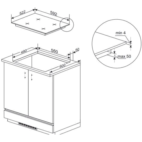 Варочная поверхность Amica PID6544PHTSF 2.0: Количество конфорок 4