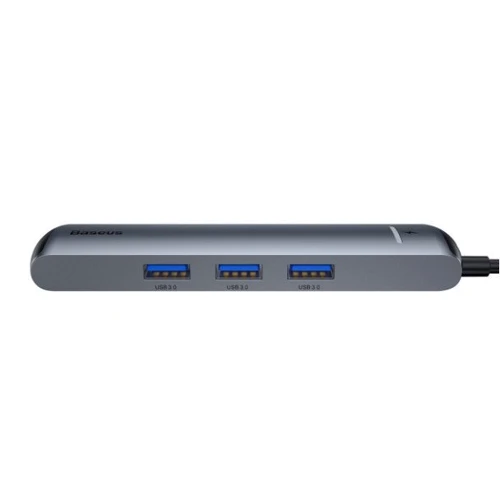 Адаптер Baseus Adapter USB-C to 3xUSB3.0+HDMI+USB-C+RJ45 Gray (CAHUB-J0G): Додаткові роз'єми USB-C, HDMI, USB OTG