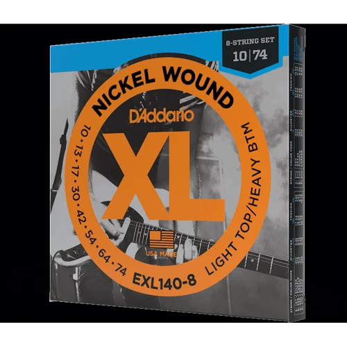 Струна для гитар Комплект струн D'addario EXL140-8 XL Nickel Wound Light Top / Heavy Bottom 8-String (10-74): Тип Комплект струн
