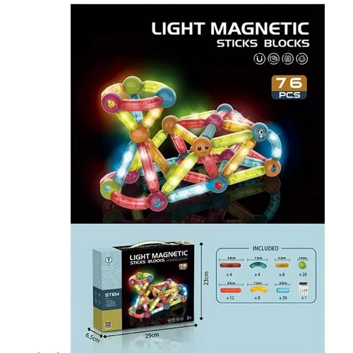 Конструктор Light Magnetic Sticks blocks 76 деталей (8907): Количество деталей, шт. 76