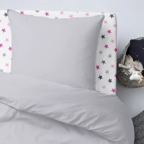 Комплект постельного белья Cosas Ranfors Grey Stars Grey Rose подростковый 155х215 см (Ranfors_Grey_StarsGreyRose_155)