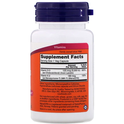 Now Foods Mega D-3 & MK-7, 60 Veg Capsules (NF0384): Тип Витамин D