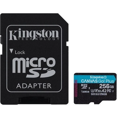 Карта памяти Kingston 256GB microSDXC Class 10 UHS-I U3 V30 A2 Canvas Go Plus + adapter (SDCG3/256GB)