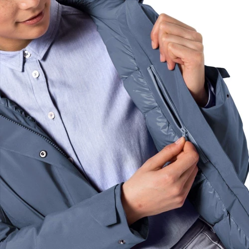 Пуховик Jack Wolfskin Cold Bay Jacket W 1113691-1380 46 синий зимний с капюшоном: Длина рукава Длинный