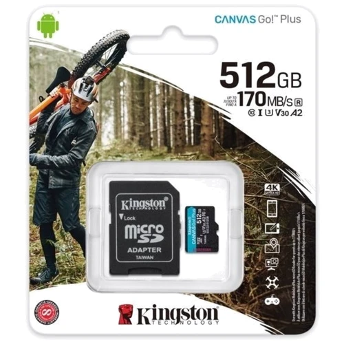 Карта памяти Kingston 512GB microSDXC Class 10 UHS-I U3 V30 A2 Canvas Go Plus + adapter (SDCG3/512GB) фото 4