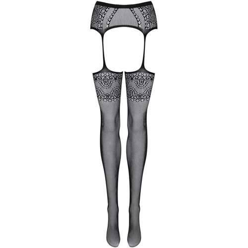 Чулки с поясом Obsessive S225 (Черный, S/M/L)