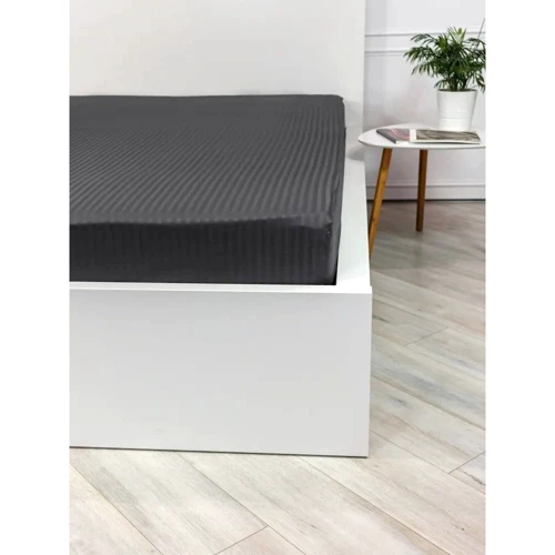 Простирадло LightHouse Sateen Stripe Antracit на гумці страйп-сатин 180х200+25см (603685): Тип простынь