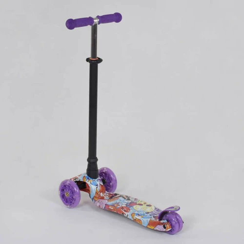 Самокат детский пластмассовый с алюминиевой трубкой руля + 4 колеса Purple/Black (74475): Тип тормоза ножной