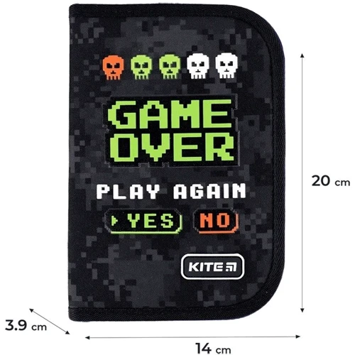 Пенал Kite без наповнення 1 відділення 1 відворот 621 Game Over (K24-621-2): Рік випуску колекції 2024