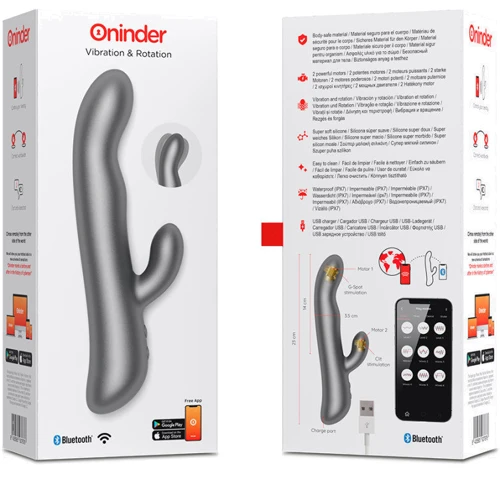 Смарт вибратор-кролик Oninder Vibration & Rotation с подвижной головкой Вlack
