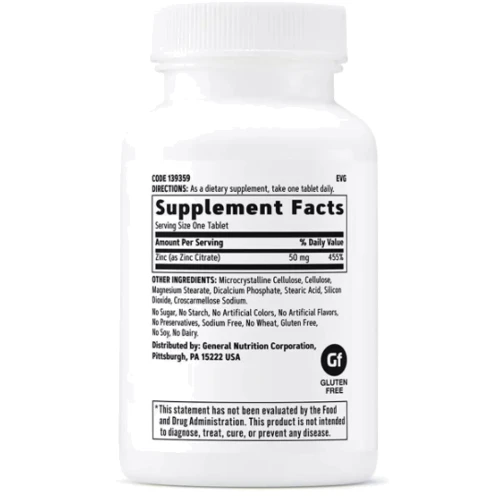 GNC Zinc 50 Цинк 90 таблеток: Тип Цинк