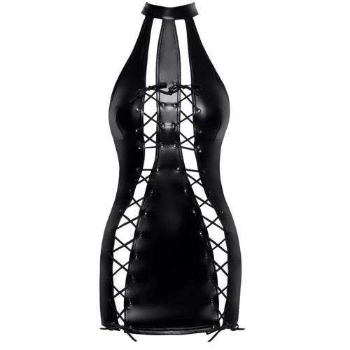 Платье Noir Handmade F291 Powerwetlook dress with double lace-up front Вlack, 3XL