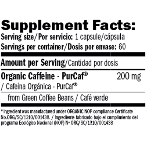 Кофеин Amix Performance Amix Natural Caffeine PurCaf 60 vege caps / 60 servings: Тип Комплекс до тренировки
