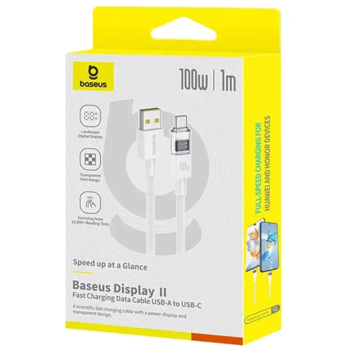 Кабель Baseus USB Cable to USB-C Display 2 Fast Charging Data 100W 1m White (P10382701211-00) фото 6
