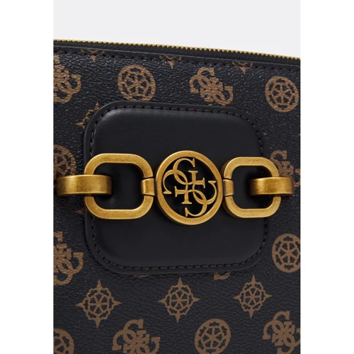 Женская сумка через плечо Guess Hensely Logo Top Zip Shldr Bag темно-коричневая (HWPB8378180-MCM): Фактура Матовая, Зернистая