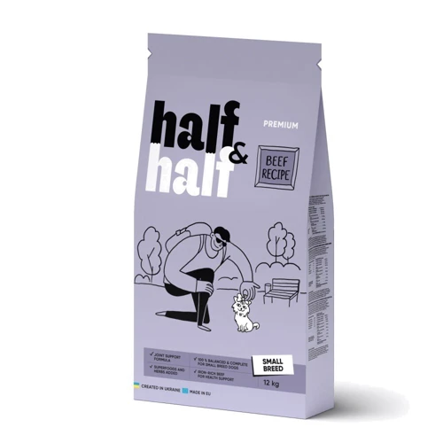 Сухой корм Half & Half для взрослых собак мелких пород с говядиной 12 кг (4820261920734): Основные ингредиенты Говядина