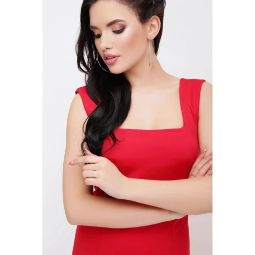 Платье FashionUp PL-1618B 42 красное повседневное до середины бедра: Состав Вискоза, Эластан