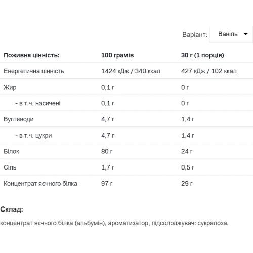 Протеїн Allnutrition Egg White Protein 510 g / 17 послуг / Vanilla