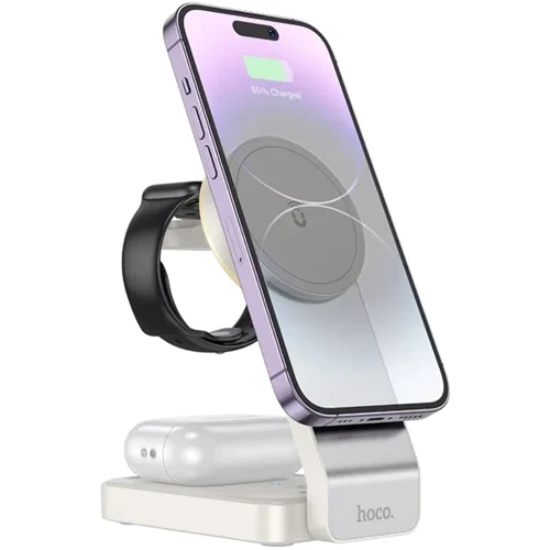 Зарядное устройство Hoco Wireless Charger CQ3 Noble Folding 3in1 Magnetic White фото 10
