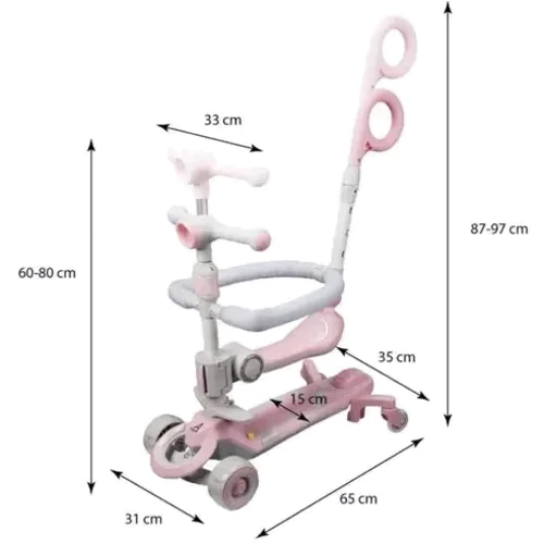 Самокат детский 5в1 Maraton Baby Care 388 розовый: Количество колес 4
