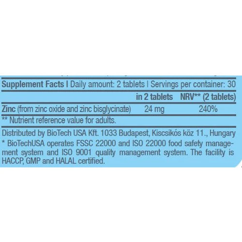 BioTechUSA Zinc + Chelate 60 Tablets: Пол Унисекс