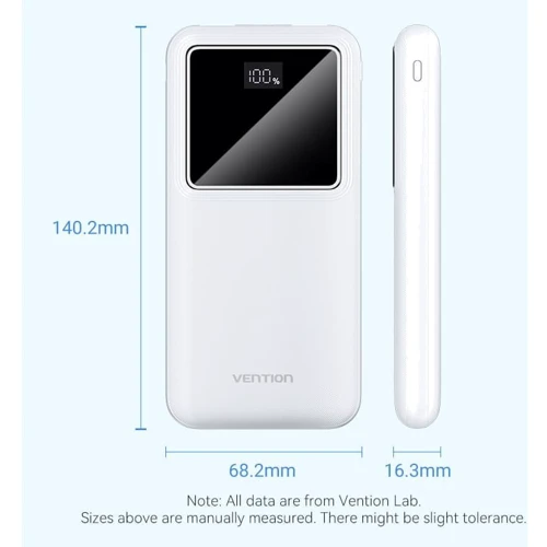 Внешний аккумулятор Vention Power Bank 10000mAh LED Display 22.5W White (FHKW0)