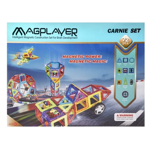 Магнітний констуктор MagPlayer 72 ед. (MPB-72): Кількість деталей, шт. 72
