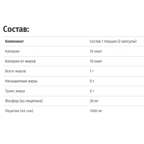 Solaray Lecithin, 1000 mg, 100 Capsules (SOR-08300): Форма выпуска Капсулы