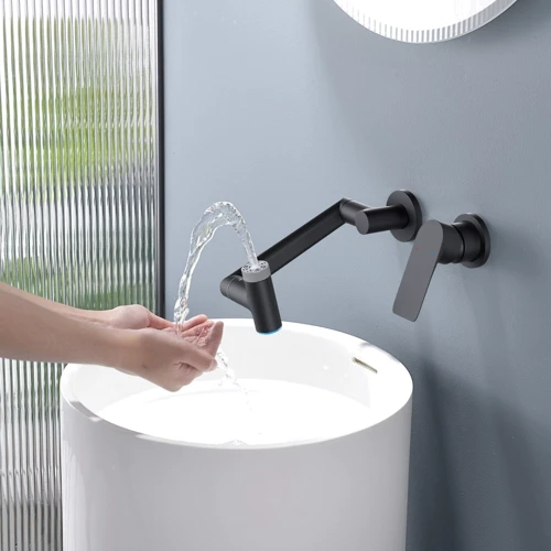 Смеситель настенный Lefton Single-Handle Wall Mount Bathroom Faucet with Temperature Display-BFWM2401 Matt Blac: Вид монтажа Настенный