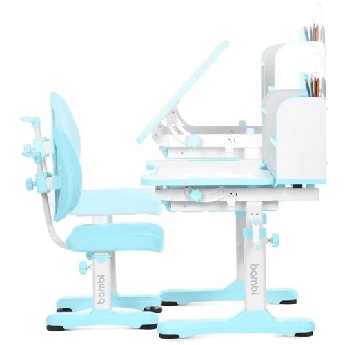 Детская парта с надстройкой и стулом Bambi синий (M 5799-4)