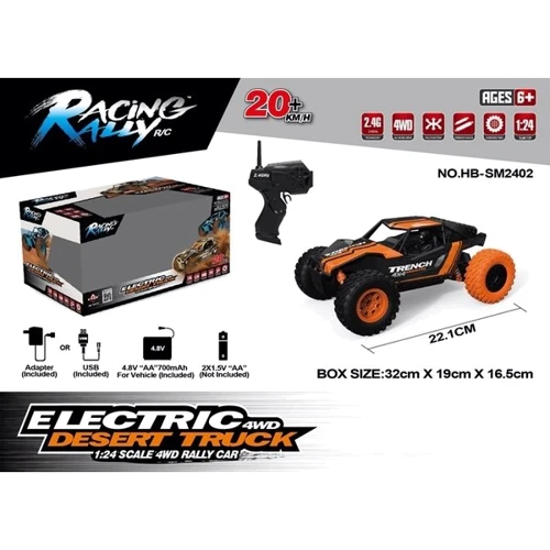 Машинка на радіоуправлінні 1:24 HB Toys Баггі 4WD на акумуляторі (помаранчевий): Максимальна швидкість, км/год 20