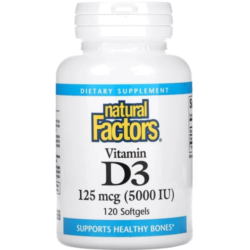 Natural Factors Vitamin D3 Вітамін D3 5000 МО 120 гелевих капсул