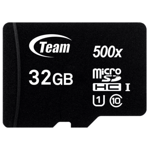 Карта памяти Team 32Gb microSDHC Class 10 UHS-I U1 500X + adapter (TUSDH32GCL10U03)