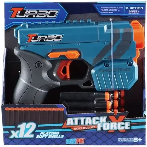 Игрушечный пистолет Turbo Attack Force с мягкими патронами 12 шт. (ВТ324)