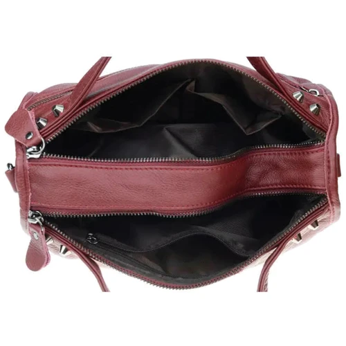 Жіноча сумка бочонок Borsa Leather бордова (1t560-burgundy): Матеріал Натуральная кожа