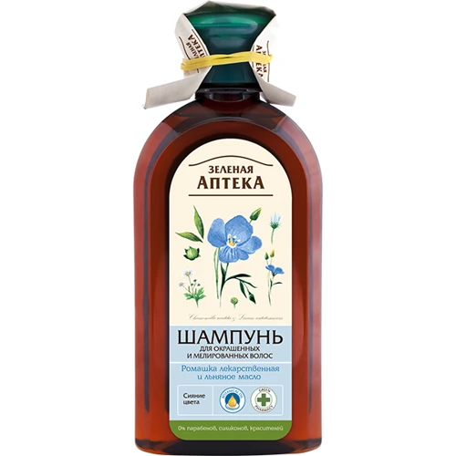 Зеленая Аптека Шампунь для волос ромашка и льняное масло 350 ml