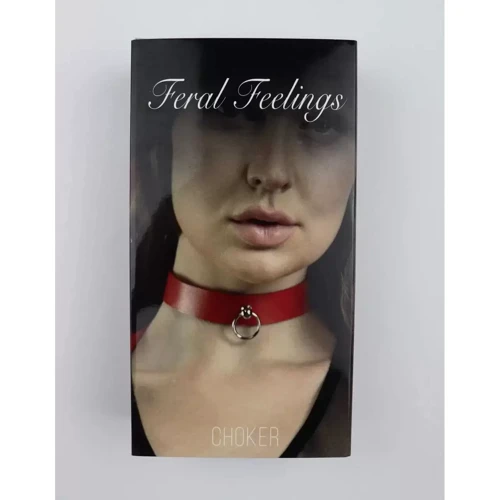 Чокер с колечком Feral Feelings - Choker, красный