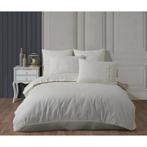 Комплект постільної білизни HOBBY Premium Sateen 300TC Stripe Krem сатин євро кремовий (68541_2,0)