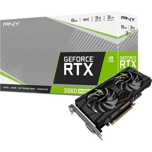 Видеокарта PNY GeForce RTX 2060 SUPER 8GB Twin Fan (VCG20608SDFPPB): Объем памяти, Гб 8