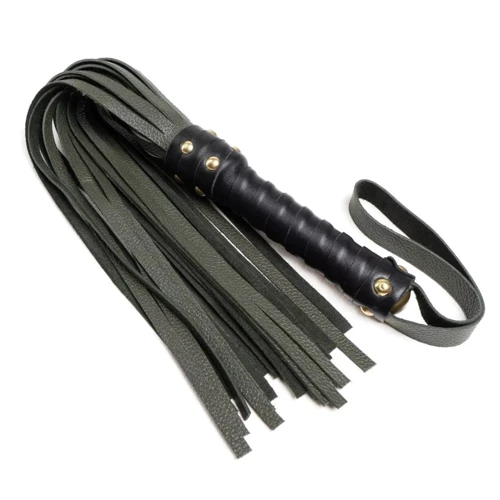 Флоггер из натуральной кожи Flirty Leather - Dark Green, BM-00007