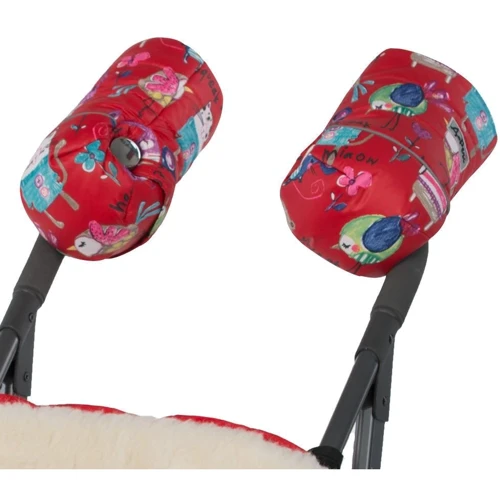 Універсальна муфта на натуральній овчині Малюнки на червоному тлі доречі