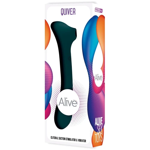 Вибратор и вакуумный клиторальный стимулятор 2-в-1 Alive Quiver Teal обновленная модель