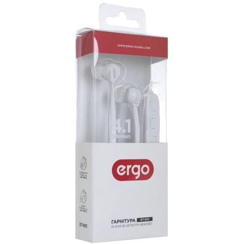 Наушники Ergo BT-801 White: Диапазон частот (Гц) 18 - 20000