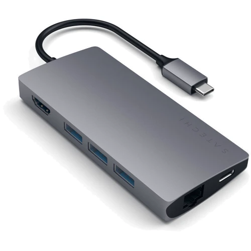 Адаптер Satechi Adapter USB-C to USB-C+RJ45+HDMI+3xUSB3.0 Space Grey (ST-TCMA2M)